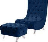 Crescent Contemporary Ottoman - Chic Velvet Seating with Deep Button Tufting and Acrylic Legs