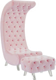 Crescent Contemporary Ottoman - Chic Velvet Seating with Deep Button Tufting and Acrylic Legs