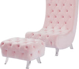 Crescent Contemporary Ottoman - Chic Velvet Seating with Deep Button Tufting and Acrylic Legs