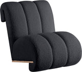 Swoon Contemporary Faux Sheepskin Accent Chair with Deep Channel Tufting and Sturdy Oak Frame