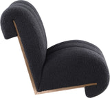Swoon Contemporary Faux Sheepskin Accent Chair with Deep Channel Tufting and Sturdy Oak Frame