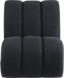 Swoon Contemporary Faux Sheepskin Accent Chair with Deep Channel Tufting and Sturdy Oak Frame