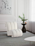 Swoon Contemporary Faux Sheepskin Accent Chair with Deep Channel Tufting and Sturdy Oak Frame