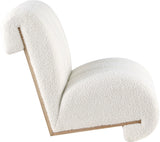 Swoon Contemporary Faux Sheepskin Accent Chair with Deep Channel Tufting and Sturdy Oak Frame