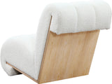 Swoon Contemporary Faux Sheepskin Accent Chair with Deep Channel Tufting and Sturdy Oak Frame