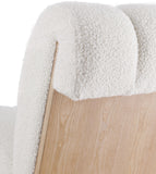 Swoon Contemporary Faux Sheepskin Accent Chair with Deep Channel Tufting and Sturdy Oak Frame