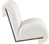 Swoon Contemporary Faux Sheepskin Accent Chair with Deep Channel Tufting and Sturdy Oak Frame