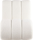 Swoon Contemporary Faux Sheepskin Accent Chair with Deep Channel Tufting and Sturdy Oak Frame
