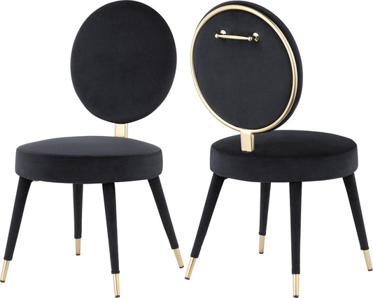 Brandy Contemporary Dining Chair Set of 2 - Luxurious Soft Upholstery & Stylish Brass Accents