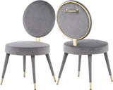 Brandy Contemporary Dining Chair Set of 2 - Luxurious Soft Upholstery & Stylish Brass Accents