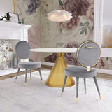 Brandy Contemporary Dining Chair Set of 2 - Luxurious Soft Upholstery & Stylish Brass Accents