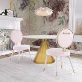 Brandy Contemporary Dining Chair Set of 2 - Luxurious Soft Upholstery & Stylish Brass Accents
