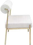 Carly Bench - Contemporary Vegan Leather Seat with Boucle Back and Durable Brushed Brass Frame