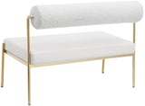 Carly Bench - Contemporary Vegan Leather Seat with Boucle Back and Durable Brushed Brass Frame