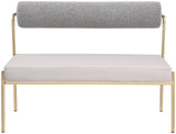 Carly Bench - Contemporary Vegan Leather Seat with Boucle Back and Durable Brushed Brass Frame