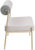 Carly Bench - Contemporary Vegan Leather Seat with Boucle Back and Durable Brushed Brass Frame