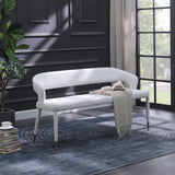 Destiny Cream Boucle Upholstered Bench with Gold Tipped Legs - Stylish Contemporary Seating Option