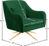 Paloma Cognac Velvet Accent Chair with Gold Swivel Base - Plush Comfort for Modern Living Spaces