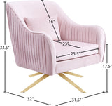 Paloma Cognac Velvet Accent Chair with Gold Swivel Base - Plush Comfort for Modern Living Spaces