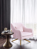Paloma Cognac Velvet Accent Chair with Gold Swivel Base - Plush Comfort for Modern Living Spaces