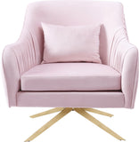 Paloma Cognac Velvet Accent Chair with Gold Swivel Base - Plush Comfort for Modern Living Spaces
