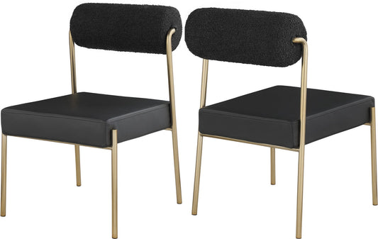 Carly Contemporary Dining Chair Set of 2 - Stylish Iron Frame with Soft Seating for Modern Homes