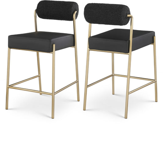 Carly Contemporary Counter Stool with Plush Seating and Durable Brushed Brass Frame for Dining Spaces