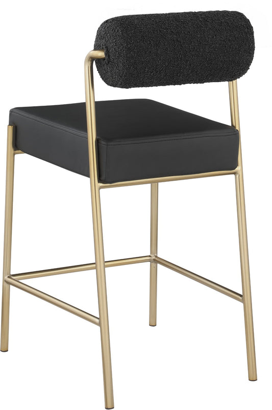 Carly Contemporary Counter Stool with Plush Seating and Durable Brushed Brass Frame for Dining Spaces