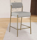 Carly Contemporary Counter Stool with Plush Seating and Durable Brushed Brass Frame for Dining Spaces