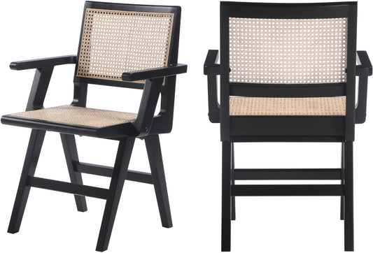 Preston Natural Cane Mid-Century Dining Arm Chair Set - Stylish Comfort for Every Dining Space
