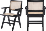 Preston Natural Cane Mid-Century Dining Arm Chair Set - Stylish Comfort for Every Dining Space