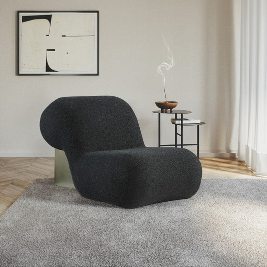 Quadra Contemporary Accent Chair with Luxurious Teddy Fabric and Stylish Brushed Brass Accents