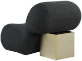 Quadra Contemporary Accent Chair with Luxurious Teddy Fabric and Stylish Brushed Brass Accents