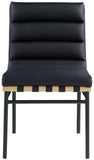 Burke Contemporary Dining Chair Set - Stylish Faux Leather Design with Matte Metal Frame & Oak Accent