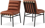 Burke Contemporary Dining Chair Set - Stylish Faux Leather Design with Matte Metal Frame & Oak Accent