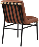 Burke Contemporary Dining Chair Set - Stylish Faux Leather Design with Matte Metal Frame & Oak Accent