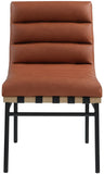 Burke Contemporary Dining Chair Set - Stylish Faux Leather Design with Matte Metal Frame & Oak Accent