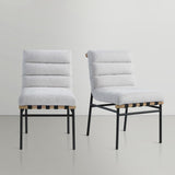 Burke Contemporary Dining Chair Set - Stylish Faux Leather Design with Matte Metal Frame & Oak Accent