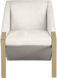 Rivet Elegant Velvet Accent Chair with Gold Steel Legs – Contemporary Style for Stunning Spaces