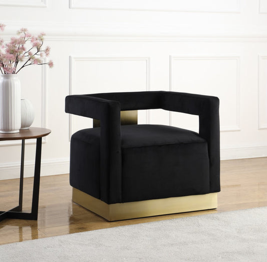 Armani Modern Accent Chair with Luxurious Upholstery and Stylish Gold Steel Base for Home Decor