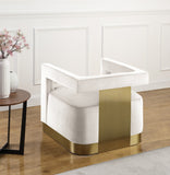 Armani Modern Accent Chair with Luxurious Upholstery and Stylish Gold Steel Base for Home Decor