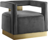 Armani Modern Accent Chair with Luxurious Upholstery and Stylish Gold Steel Base for Home Decor