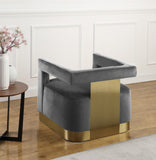 Armani Modern Accent Chair with Luxurious Upholstery and Stylish Gold Steel Base for Home Decor
