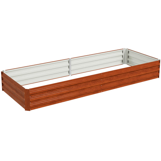 Outsunny 95" x 36" x 12" Galvanized Raised Garden Bed, Easy DIY and Cleaning for Growing Flowers, Herbs, Succulents, Natural Wood