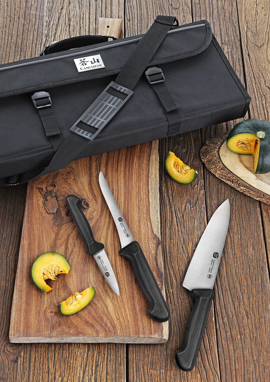 Top Cut P2 Series 9-Piece Knife Bag Set, Swedish 12C27 Steel, 1020120