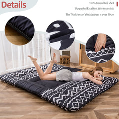 MAXYOYO Floor Mattress, Black Line Printed Futon Mattress,Easy-To-Clean Futon Mattress