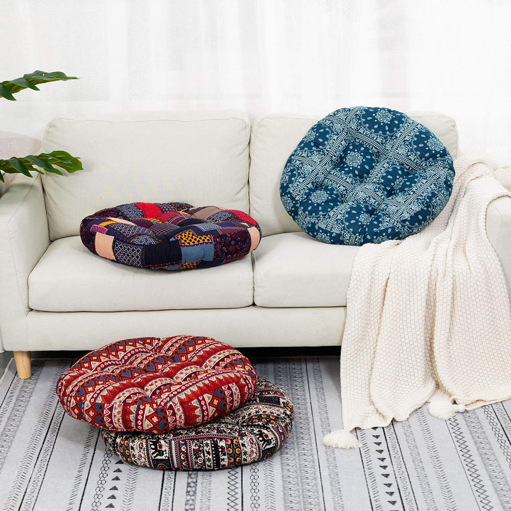 MAXYOYO Round Boho Floor Cushion, 22 Inch