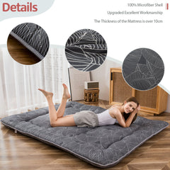 MAXYOYO Floor Mattress, Black Leaf Printed Japanese Futon Mattress