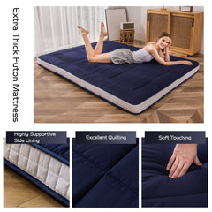 MAXYOYO Padded Japanese Floor Mattress, Portable Floor Futon Mattress, Navy