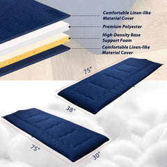 MAXYOYO Roll Up Camping Mattress, Carry Handle Foldable Futon Mattress Outdoor Indoor Roll Out Pad, Navy